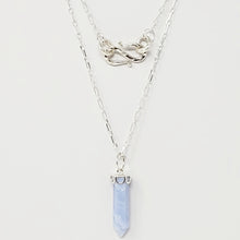 Load image into Gallery viewer, 30&quot; Sterling Silver Long &amp; Short Chain with a 1 1/2 Blue Lace Agate Crystal and a Beautiful Clasp
