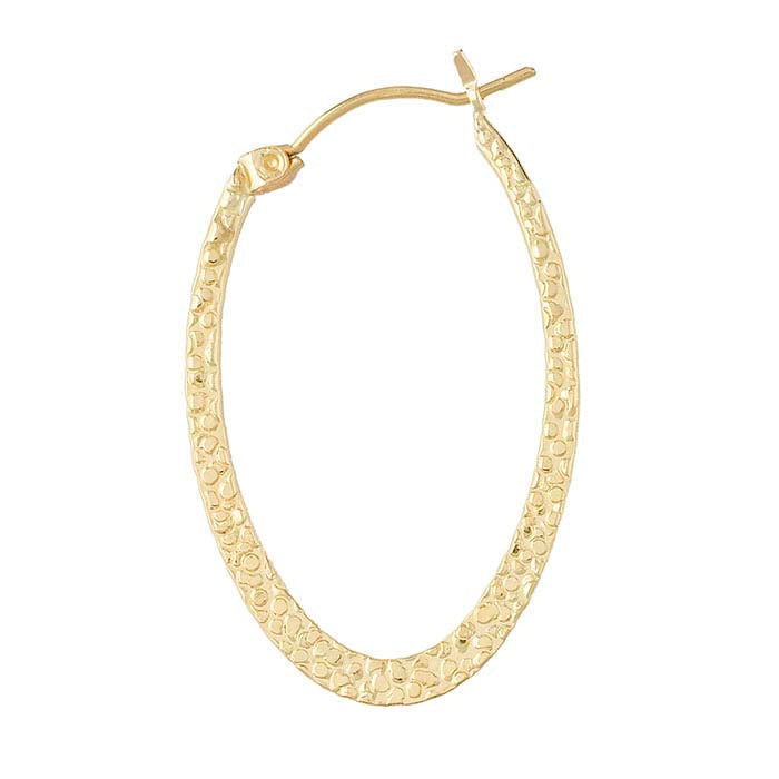 14K Gold-Filled 34x23mm Oval Textured Hoop Earrings