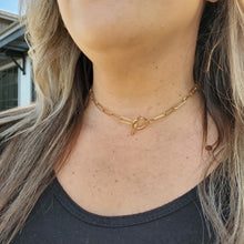 Load image into Gallery viewer, 15&quot; Gold Paperclip Mixed Metal Choker Necklace
