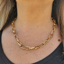 Load image into Gallery viewer, 16&quot;-19&quot; Mixed Metal Large Link Gold Necklace
