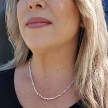 Load image into Gallery viewer, 16&quot;-19&quot; Mixed Metal Small Link Silver Necklace
