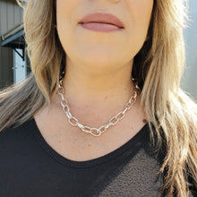 Load image into Gallery viewer, 16&quot;-19&quot; Mixed Metal Large Link Silver Necklace
