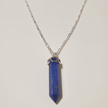 Load image into Gallery viewer, Lapis Crystal on 21&quot; Argentium Long and Short Chain with a Flat Hook &amp; Eye Clasp
