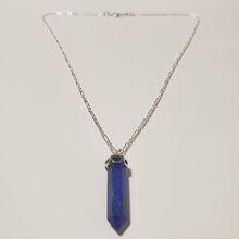 Load image into Gallery viewer, Lapis Crystal on 21&quot; Argentium Long and Short Chain with a Flat Hook &amp; Eye Clasp
